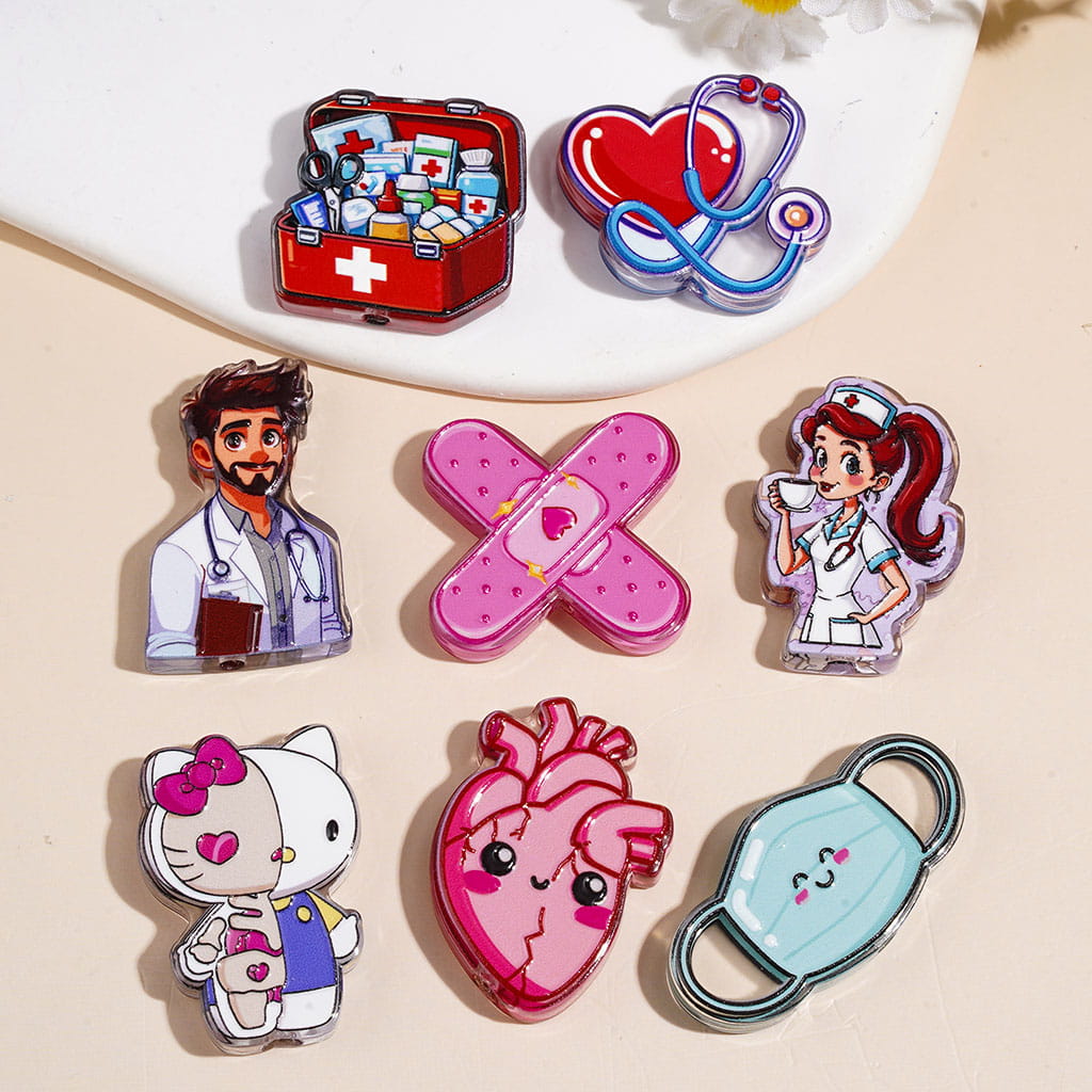 Cute Medical Doctor & Nurse Healthcare-Related Object Acrylic Pendants, Assorted Designs Random Mix