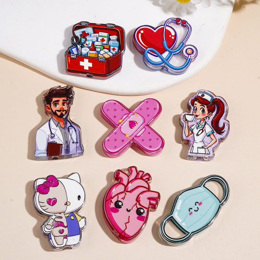 Cute Medical Doctor & Nurse Healthcare-Related Object Acrylic Pendants, Assorted Designs Random Mix