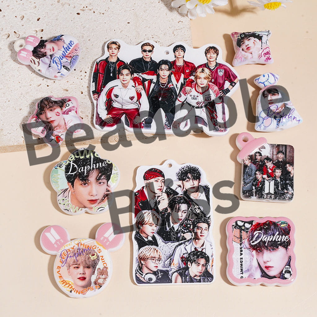 Acrylic Beads and Pendants Korea Boy Group Series, Random Mix