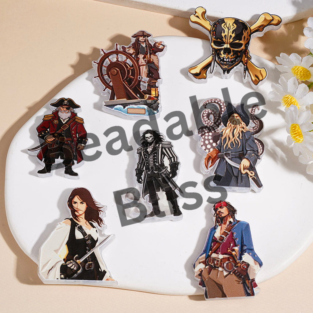 Acrylic Beads with Captain Character and Skull Series, Random Mix