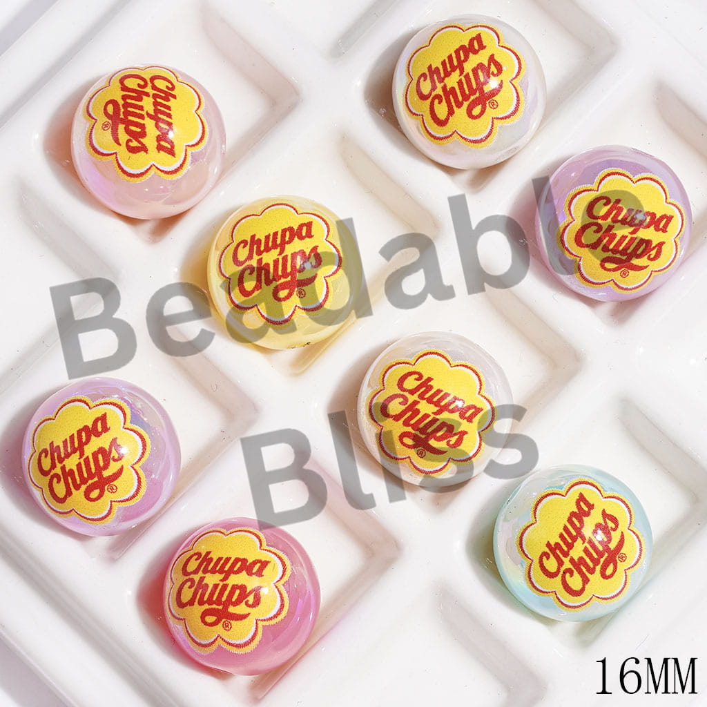 UV Coating Candy Series Acrylic Beads for Bracelets, 16MM, Jelly Colors, Random Mix