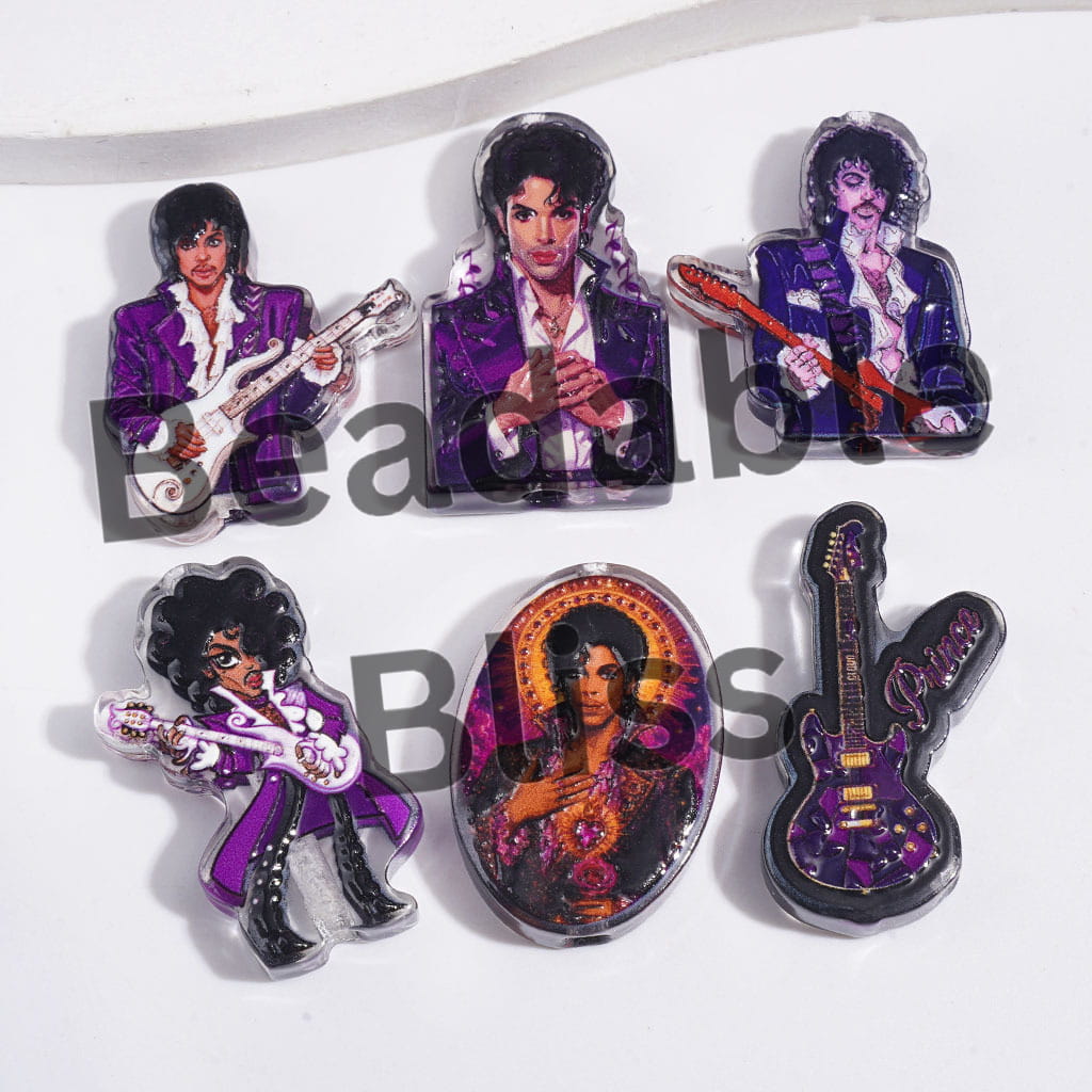 Semi-Clear Acrylic Beads Rock Singer in Purple Series, Random Mix