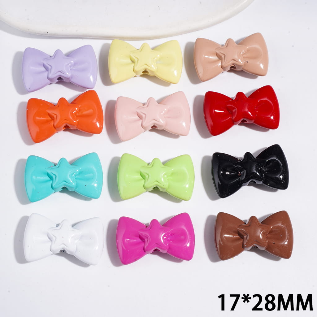 Multicolor Adorable Shaped Bowtie with Star Design Acrylic Beads, 17*28MM, Random Mix