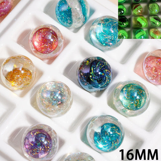 Luminous Double Helix with Shiny Confetti Acrylic Beads for Bracelets, 16MM, Multi-Color Random Mix