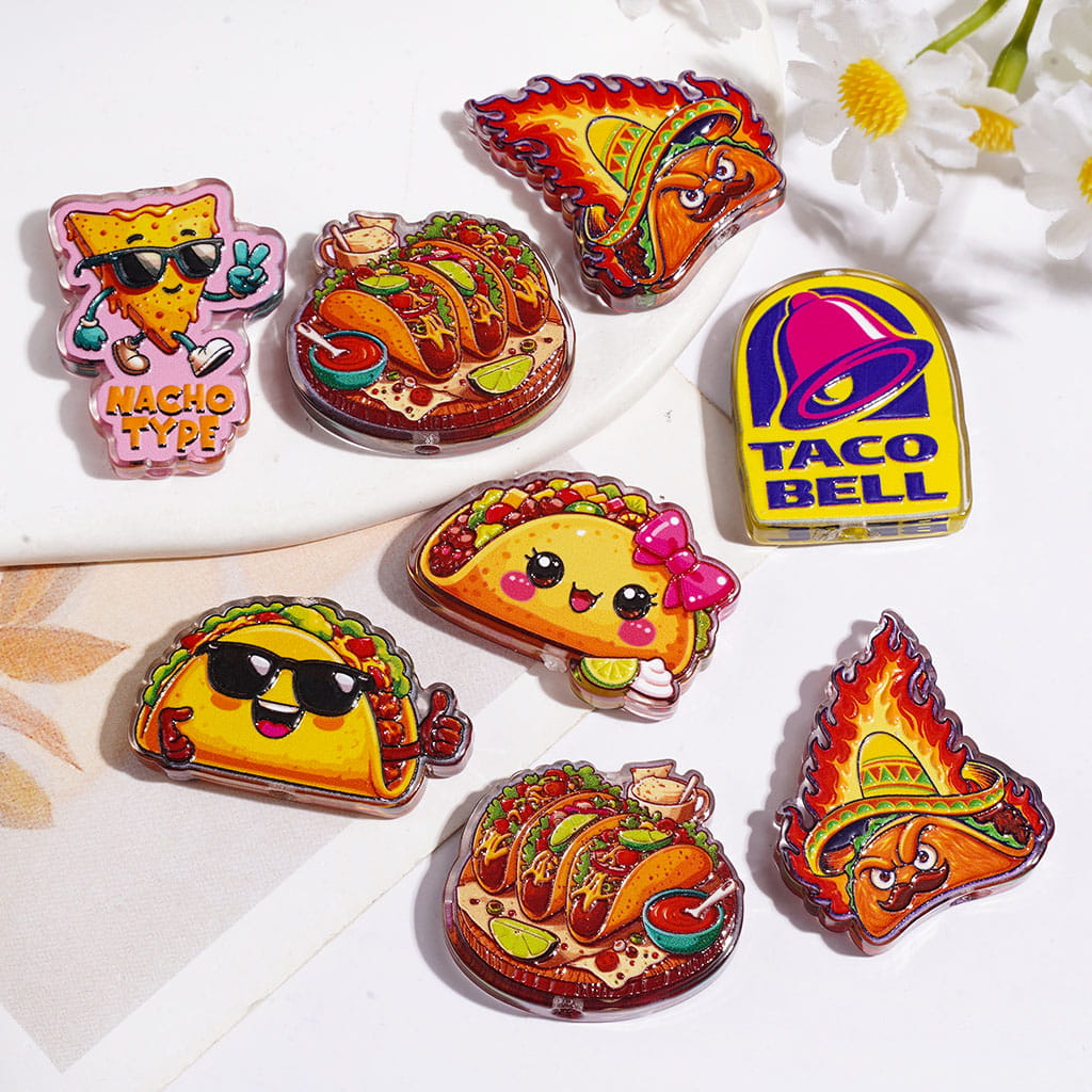 Colorful Mexican Snack & Fast Food Character Series Acrylic Beads, Semi-Clear, Random Mix