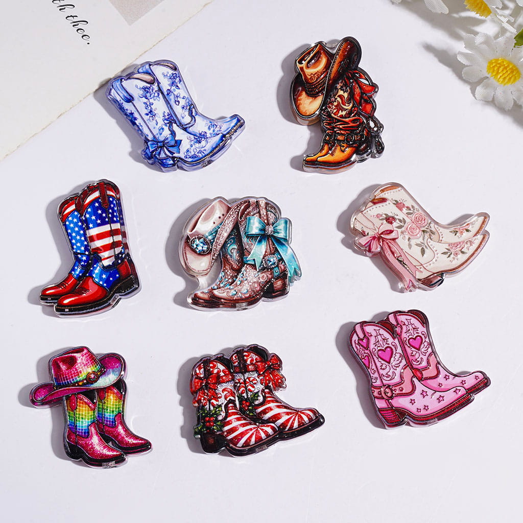 Boot with  Diverse Design Acrylic Beads, Multi-Color Random Mix