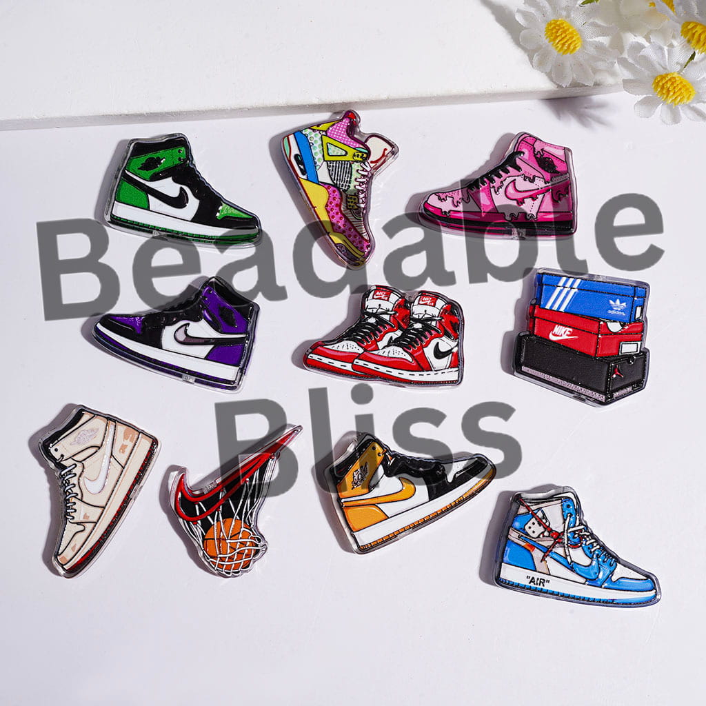 Famous Sports Shoes and Box Acrylic Beads, Semi-Clear, Random Mix