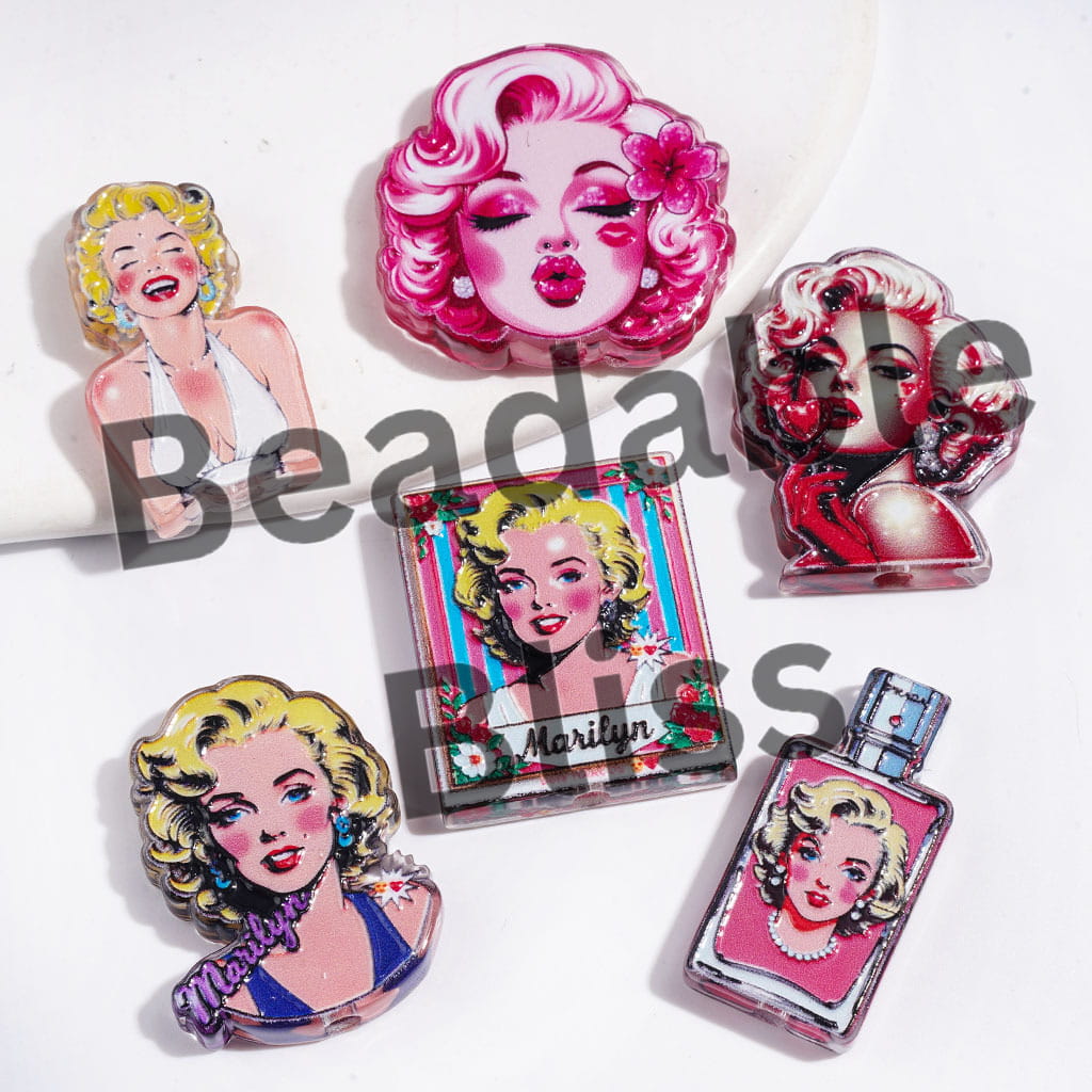 Acrylic Beads with American Actress in Diverse Style, Random Mix