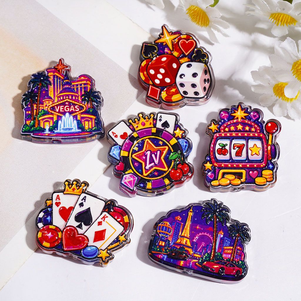 Glamorous Retro Vegas Casino & Poker Series Semi-Clear Acrylic Beads, Random Mix