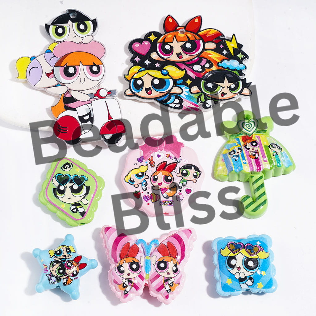 Acrylic Beads and Pendants Brave Police Girl Character, Random Mix