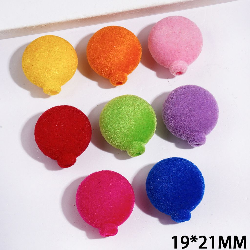 Acrylic Beads Flocked Fluffy Balloon, 19*21MM Multi-Color Random Mix