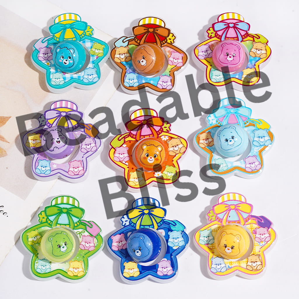 Acrylic Beads Hollowed Wishing Star Bottle and Round Beads, with Rainbow Bear Print, Diverse Colors, Random Mix (Please Read Description)