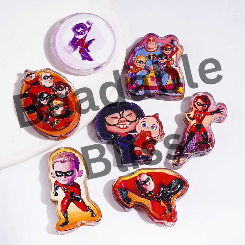 Acrylic Beads Super Agent Character Series, Semi-Clear, Random Mix