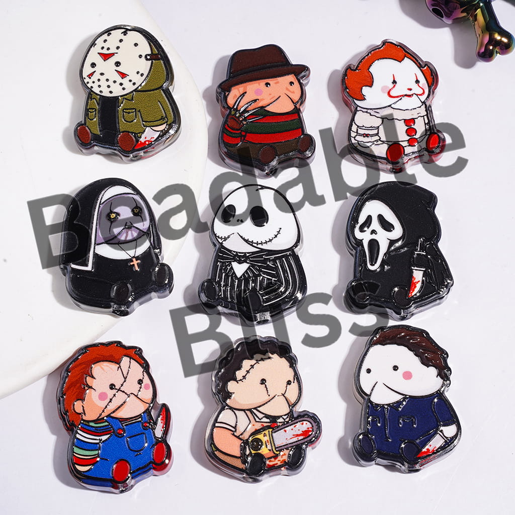 Acrylic Beads Horror Killer Murder Criminal Suspect Ghost Character Series, Exclusive Man Theme, Random Mix
