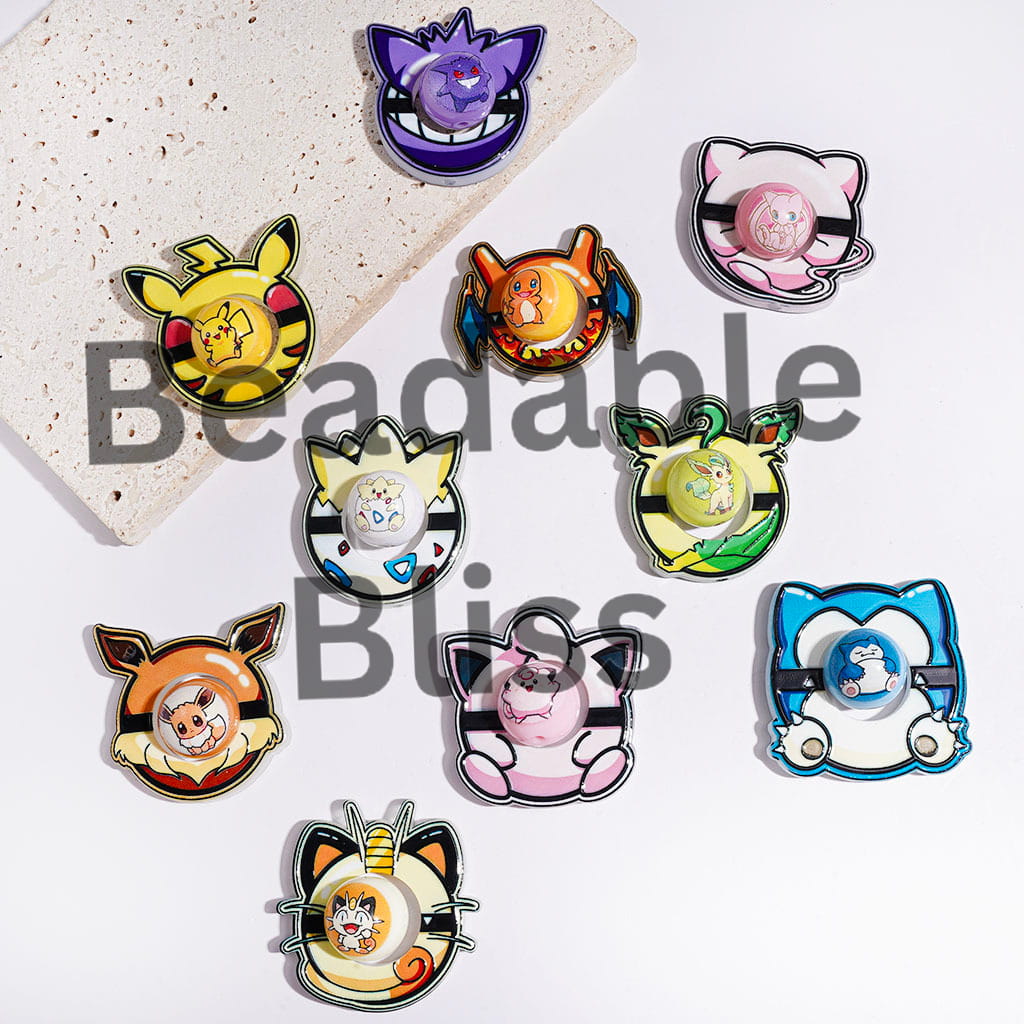 Small Monster Character Series Acrylic Beads Magic Egg Shape Frame and Round Beads, Random Mix (Please Read the Description)