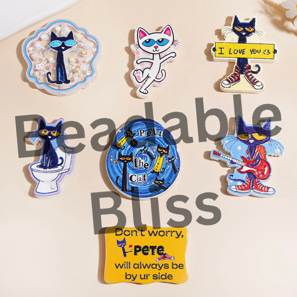 Classic Sketchbook Style Cute Kitten Series Acrylic Beads, Random Mix