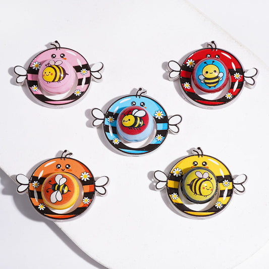 Charming Bee Collection Hollow Round Frame & Round Acrylic Beads, Multicolor, Random Mix (Please Read the Description)