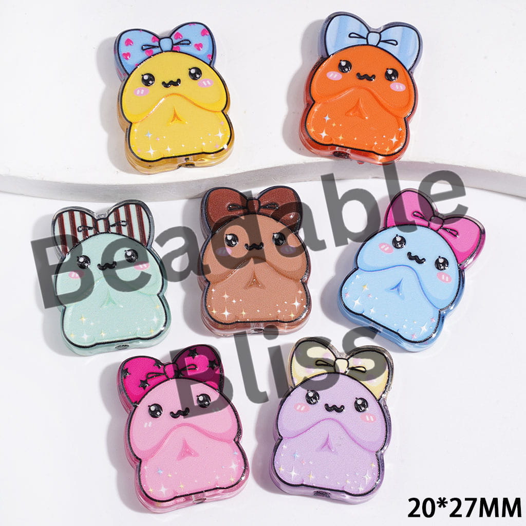 Bowtie in Man Exclusive Series Semi-Clear Acrylic Beads, 20*27MM Multi-Color Random Mix