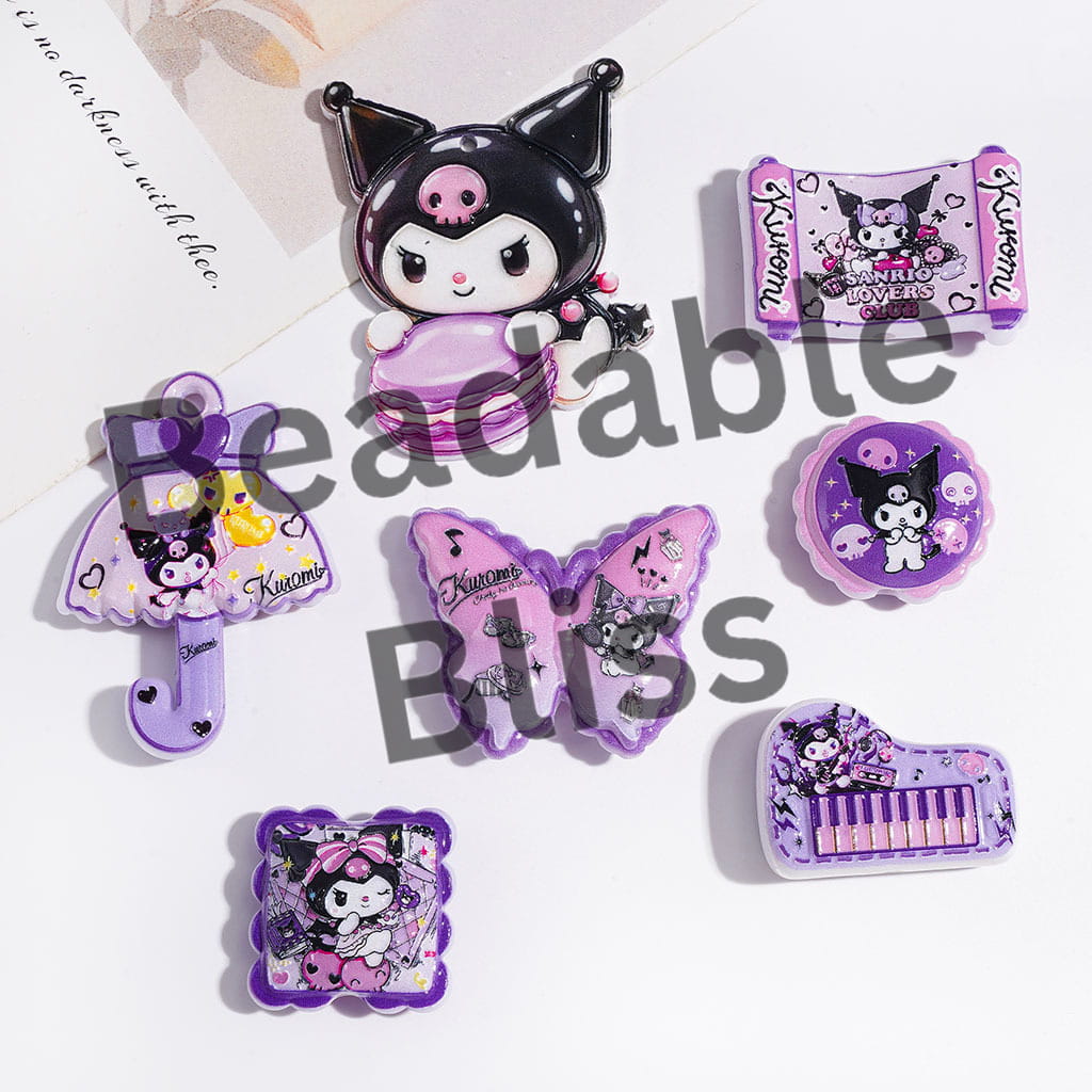 Purple Style Evil Girl Character Acrylic Beads and Pendants, Random Mix