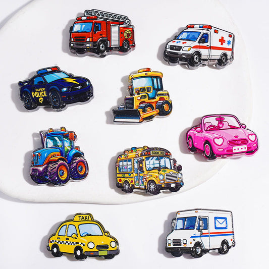 Car & Truck Varied Designs Fun Vehicle-Themed Translucent Acrylic Beads, Random Mix