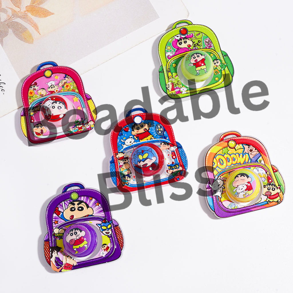 Acrylic Beads School Bag and Round Beads Collection Set, Japanese Anime Funny Boy Character Prints, Multi-Color, Random Mix