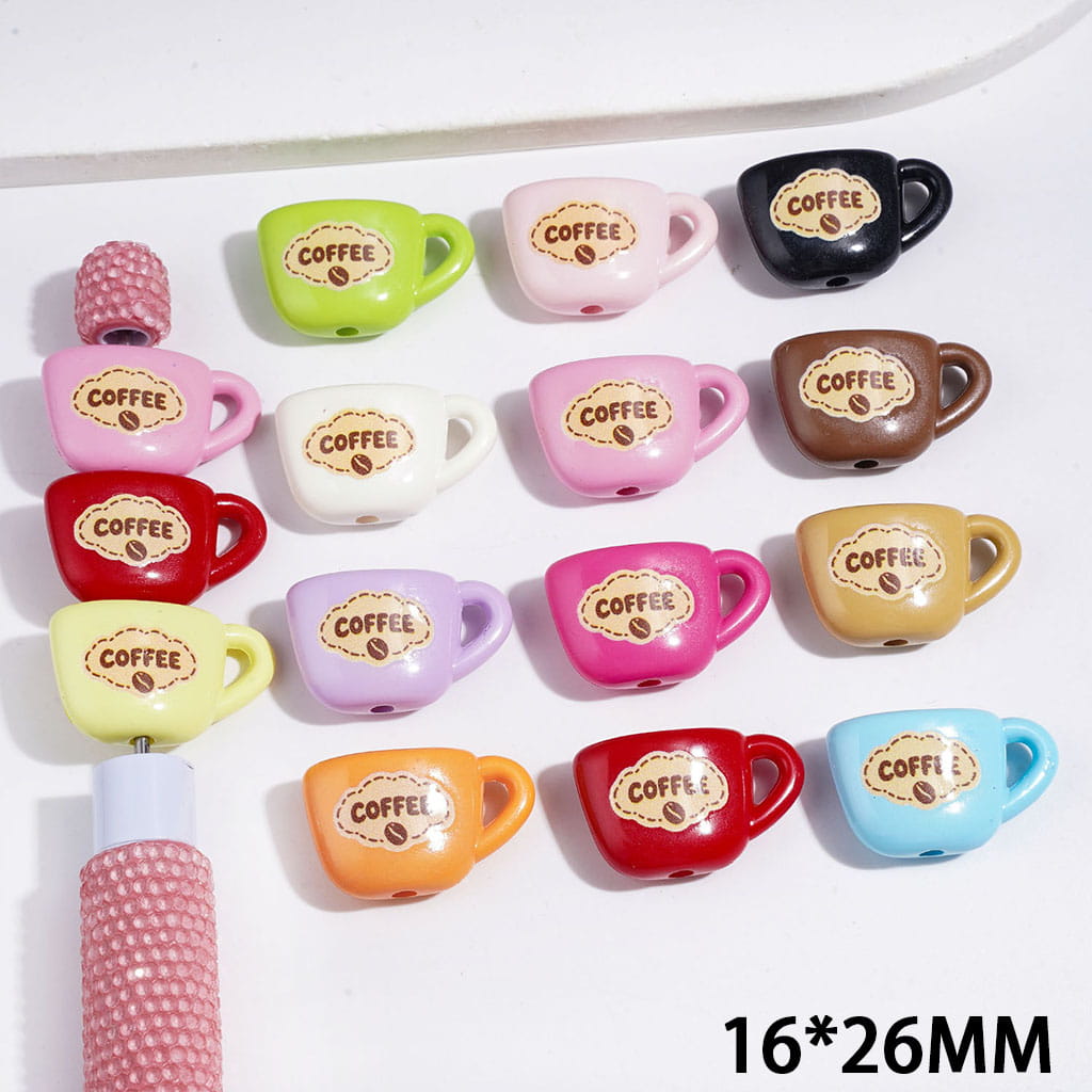 Coffee Cup Design Acrylic Beads and Pendants, 16*26MM, Multi-Color Random Mix