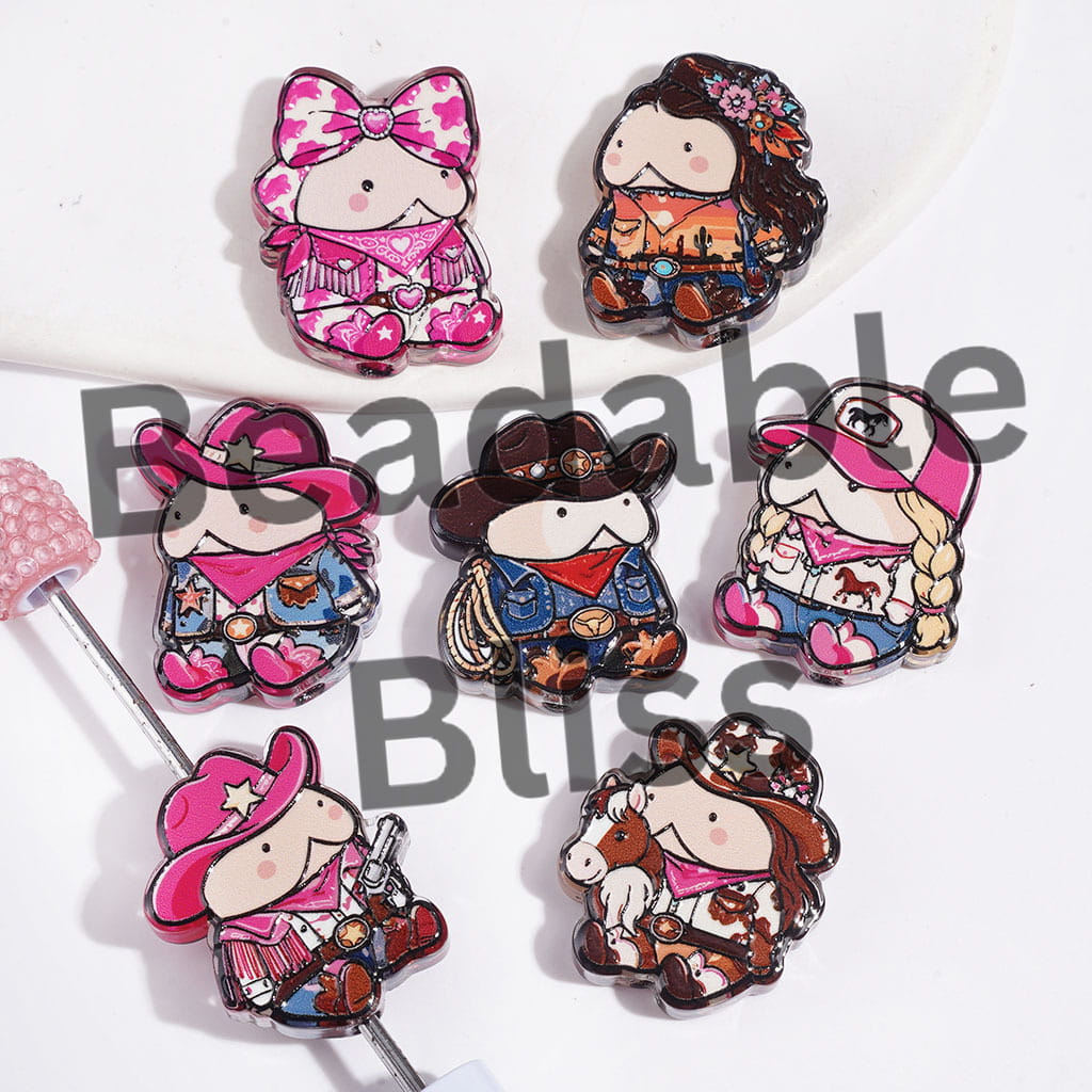 Western-Style in Diverse Design Man Exclusive Acrylic Beads, Random Mix