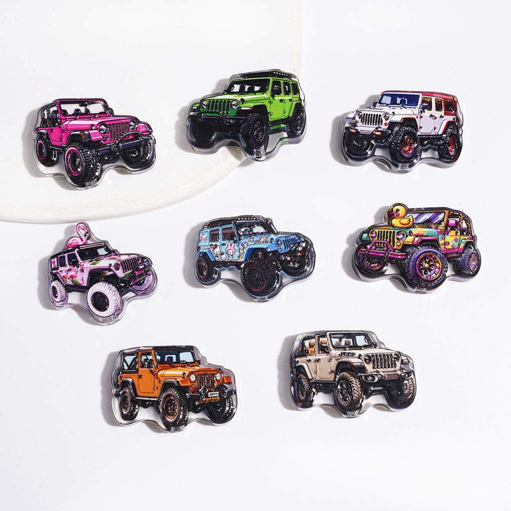 Girly Style Cross-Country Vehicle Design Semi-Clear Acrylic Beads, Random Mix