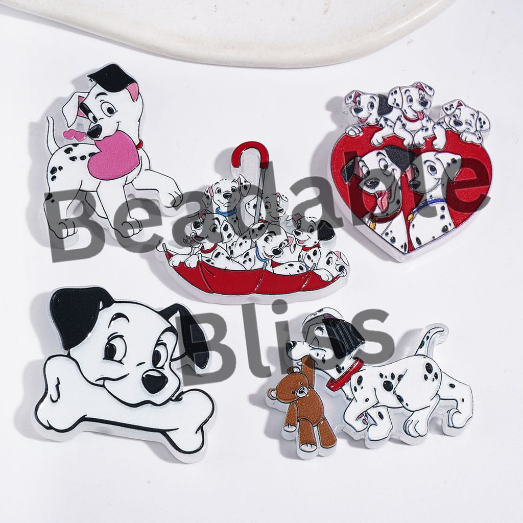 Acrylic Beads Loyal Dalmatians Character Series, Random Mix