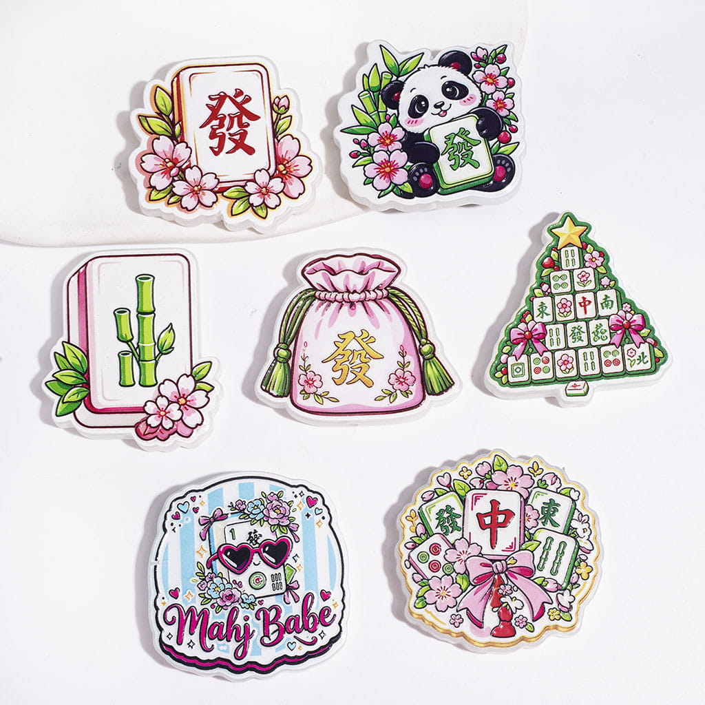 Acrylic Beads Mahjong Style, Luck in Making Money Theme, Random Mix