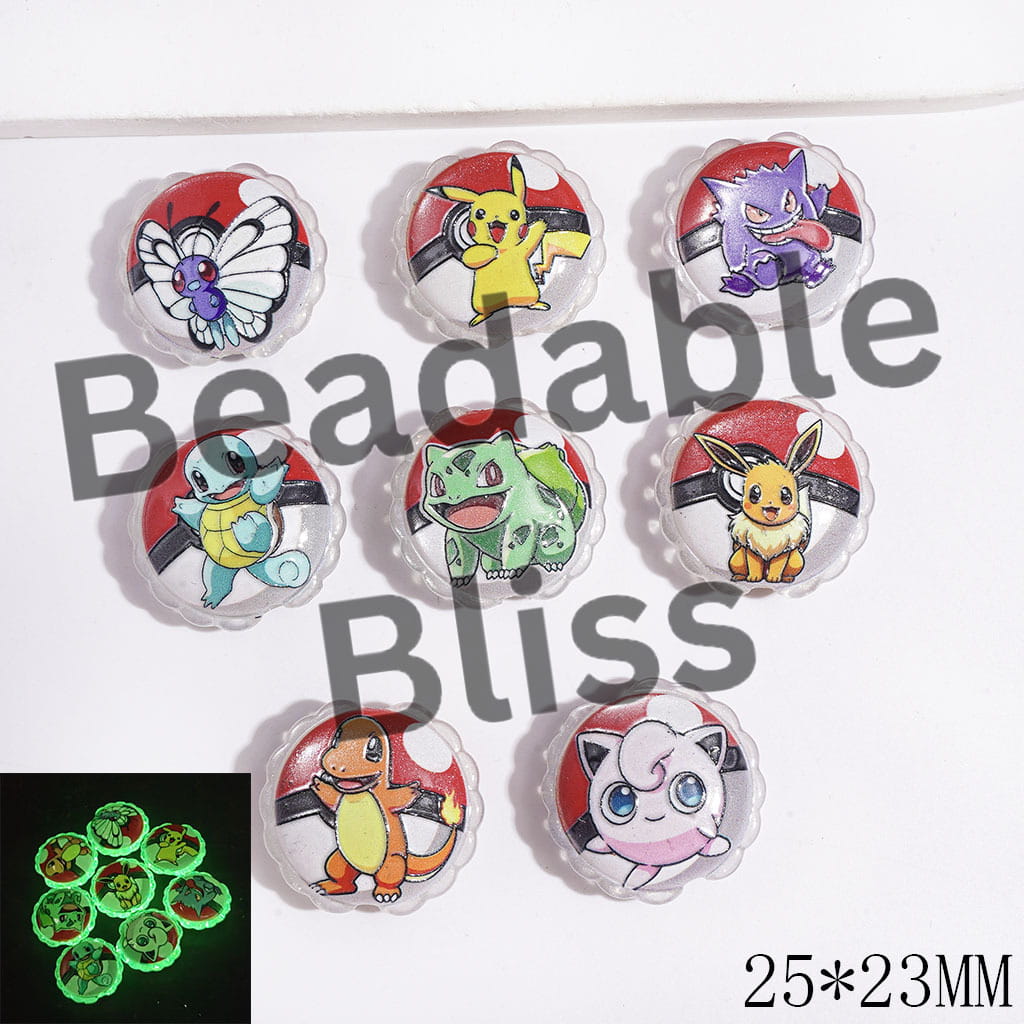 Monster Pet Magic Ball Acrylic Beads Cat Eye Style & Luminous, Gold Glitter, 25*23MM, Wavy Edge, Random Mix