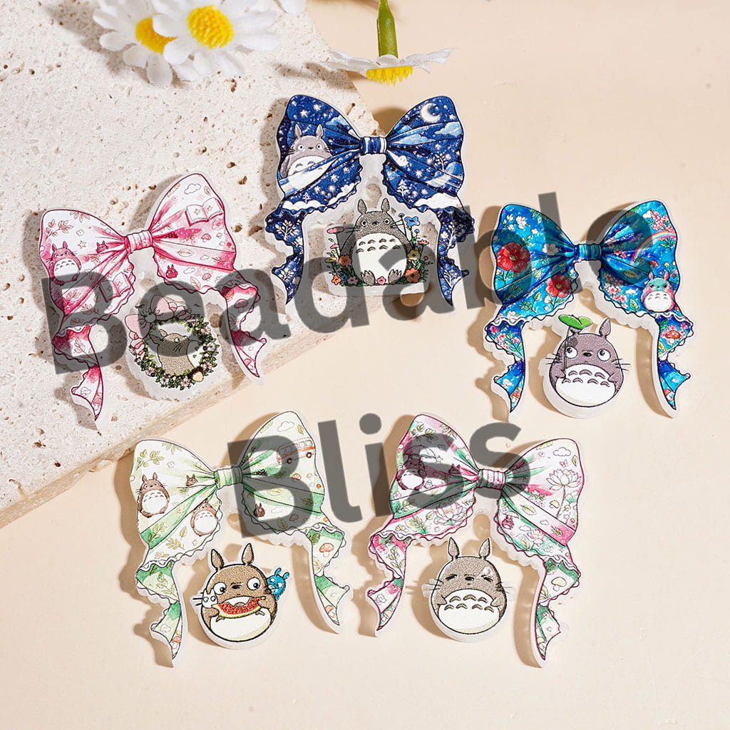 Japanese Anime Chinchilla Character Series Acrylic Beads Bow and Ornament, Random Mix (Please Read Description)