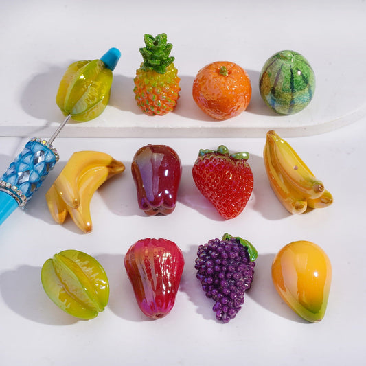 UV Coating Delicious Fruit Series Acrylic Beads, Random Mix