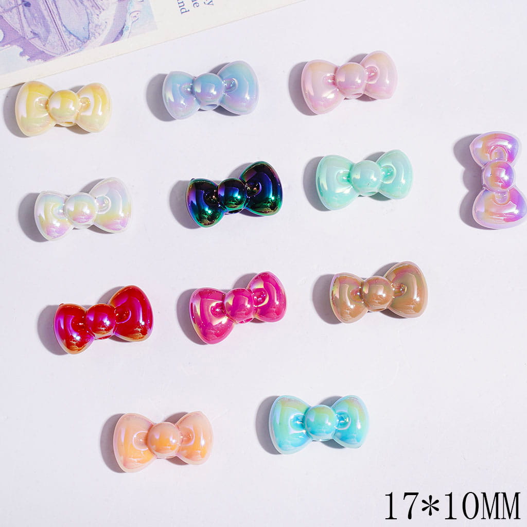 Acrylic Beads UV-Coated Mini Bowtie, 17*10MM, Multi-Color, Random Mix