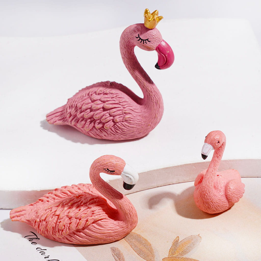 Adorable Sleeping Flamingo Design Pink Acrylic Beads, Small, Medium & Large Sizes, Random Mix (Please Read the Description)