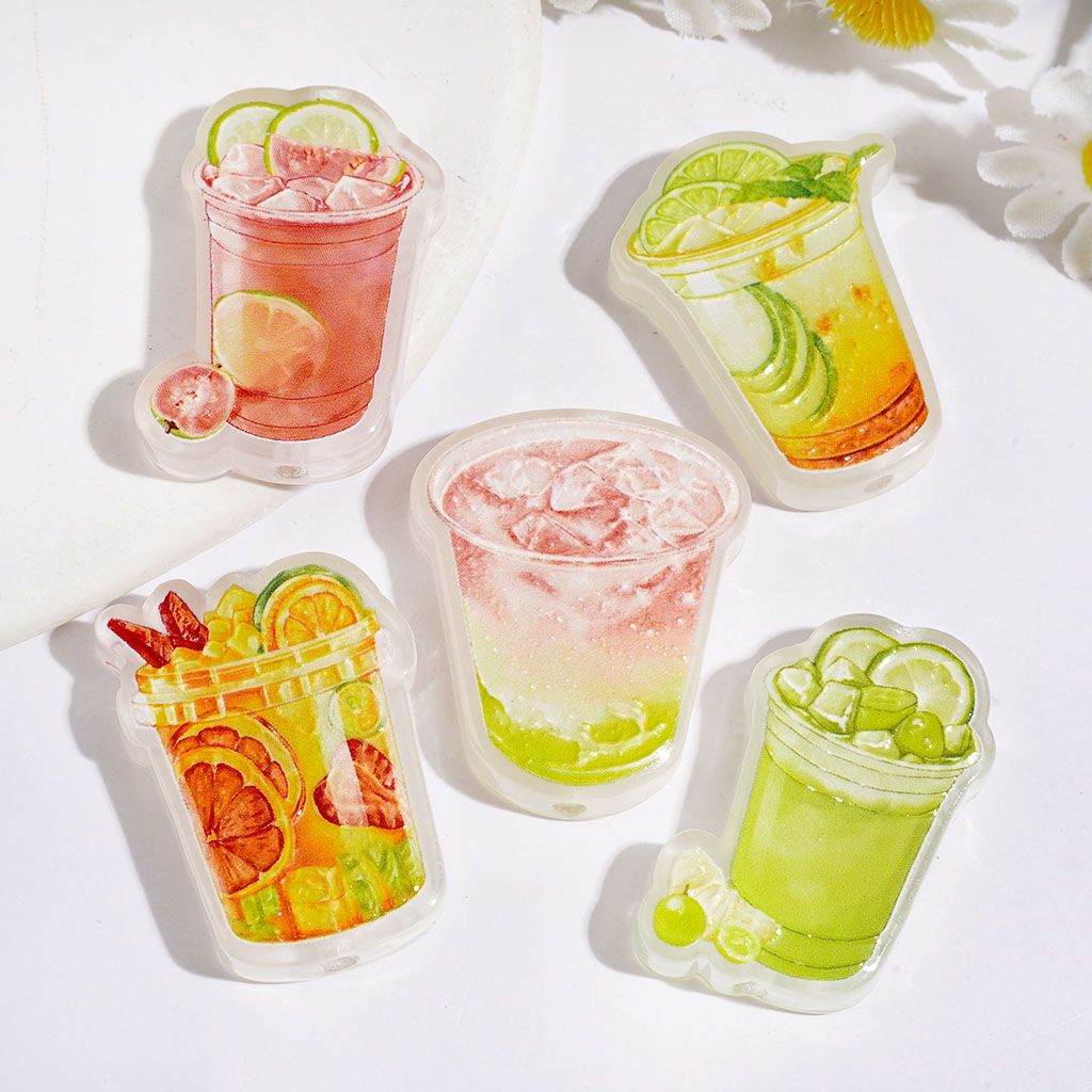 Acrylic Beads Cold Brewed Iced Tea with Fruit, Height 30MM, Random Mix