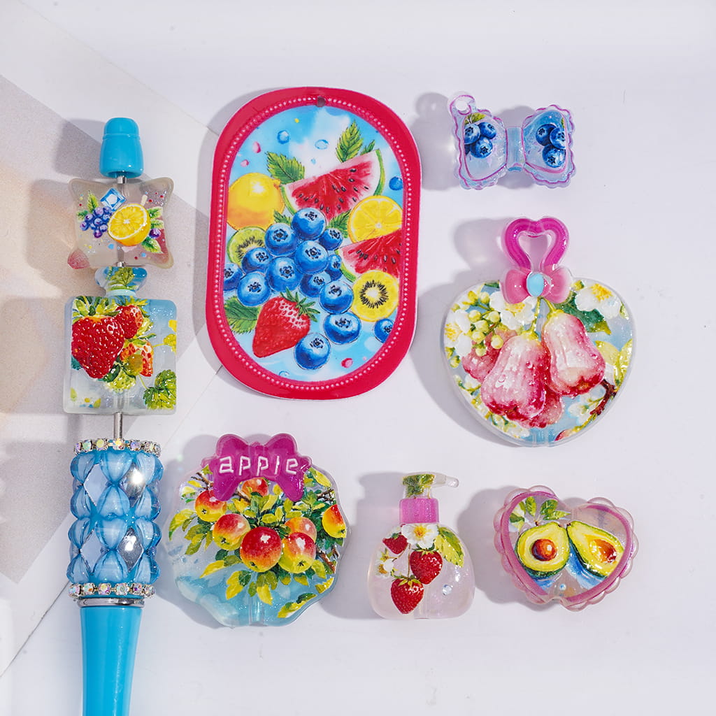 Yummy Fruit Series in Various Designs Acrylic Pendant Beads Random Mix