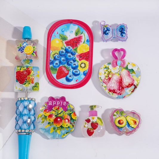 Yummy Fruit Series in Various Designs Acrylic Pendant Beads Random Mix