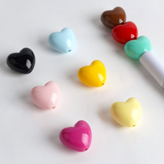 Opal Heart Glossy Acrylic Beads, 19mm by 22mm