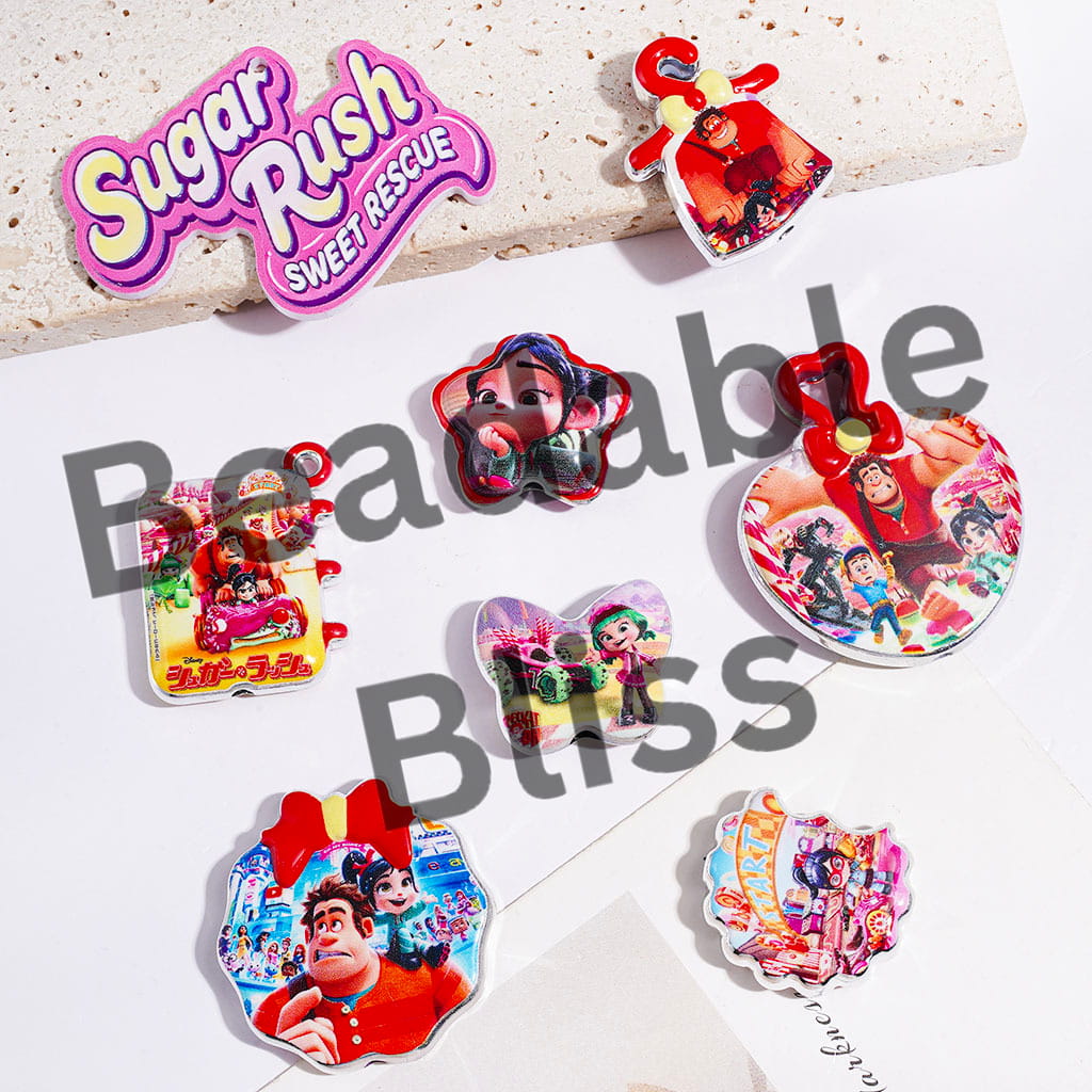 Acrylic Beads and Pendants Muscle Man and Little Girl Characters Series, Random Mix