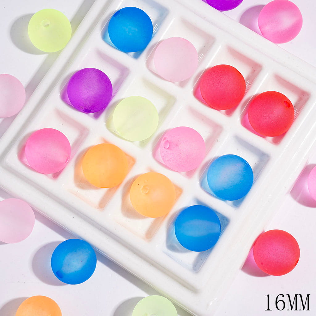 Matte Finish Acrylic Beads for Bracelets and Necklaces, 16MM,  Light Bright Colors Series, Random Mix