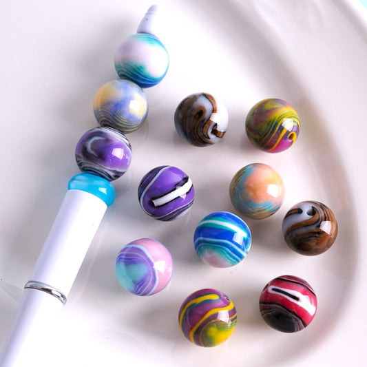 Round Colorful Stripes Abstract Art Design Acrylic Beads, 16MM, Please Read the Description
