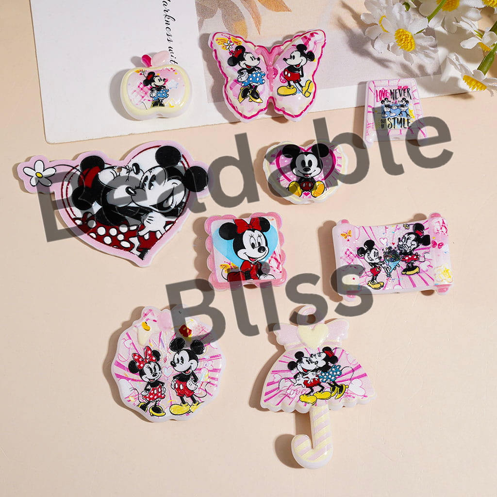 Acrylic Beads and Pendants Classic Animation Mouse Couple Character Series, Random Mix