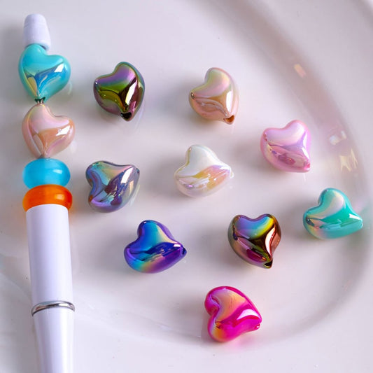 Shiny Hearts UV Coating Acrylic Beads, Around 15*17MM, Random Mix