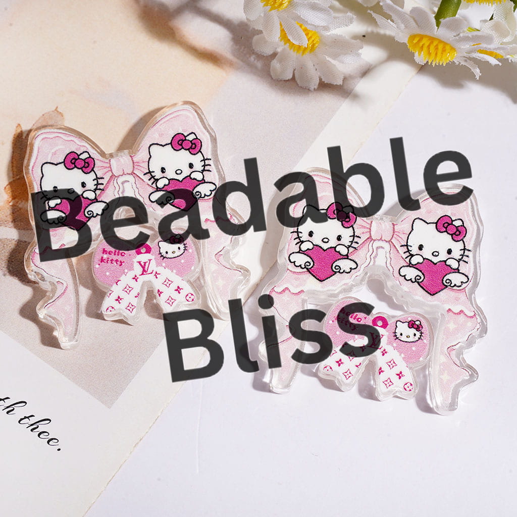 Acrylic Beads Cute Cat Character Pattern Bowtie and Various Tiny Decoration Piece (Please Read Description)