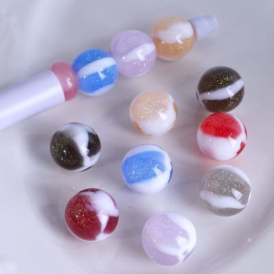 Round Double Color Glittery Acrylic Beads, 16MM, Please Read the Description