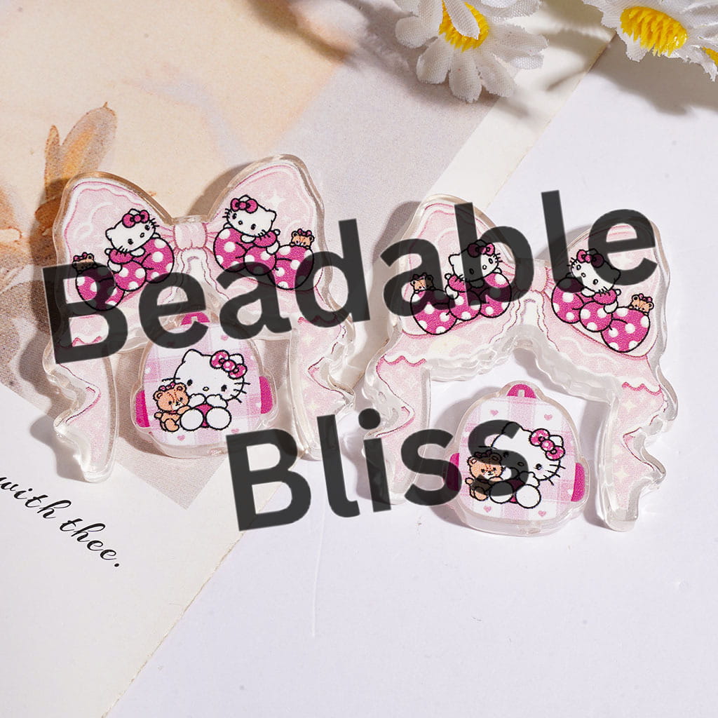 Acrylic Beads Cute Cat Character Pattern Bowtie and Various Tiny Decoration Piece (Please Read Description)