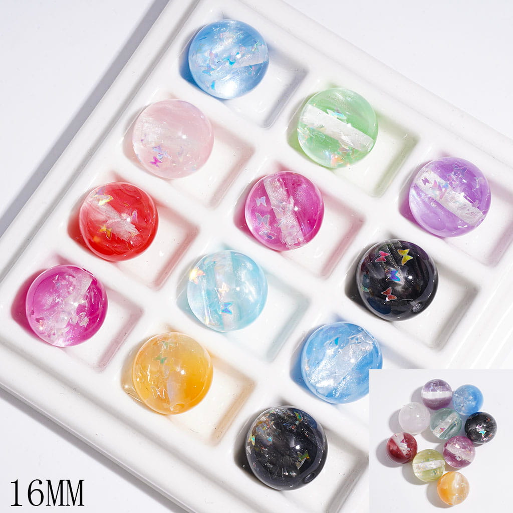 Acrylic Beads for Bracelets Double Colors with Color Changing Butterfly Sequins, 16MM Multi-Color Random Mix