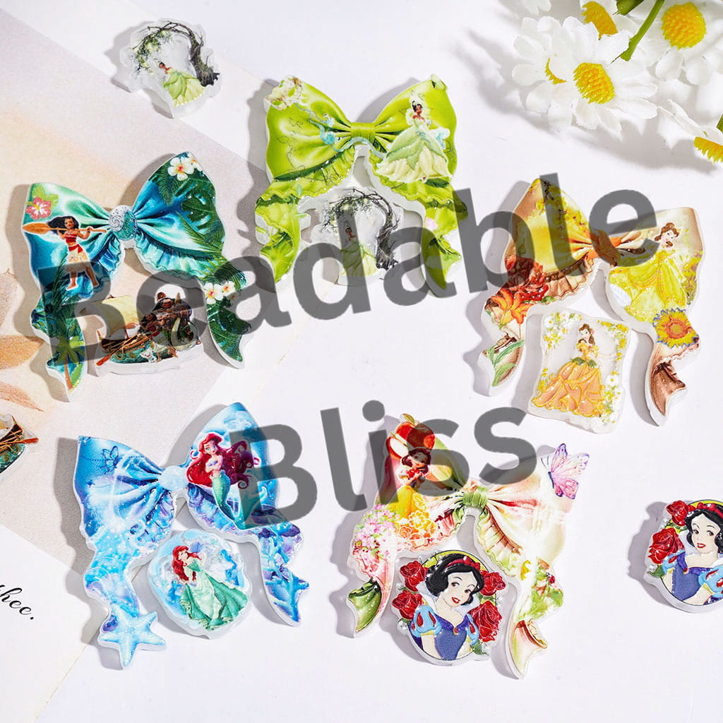 Tiny Pretty Princess Character Series Acrylic Beads Bow and Decoration, Random Mix (Please Read Description)