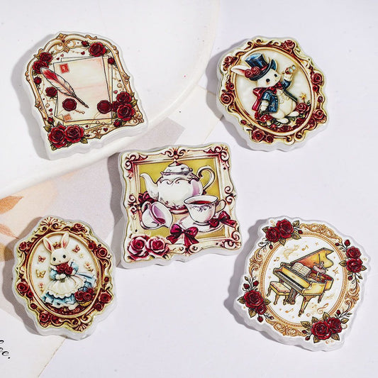 Romantic Rose Picture Frame, Mirror, Envelope, Tea Set, Piano & Bunny Acrylic Beads, Random Mix